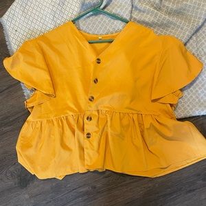 Mustard Button Up Peplum